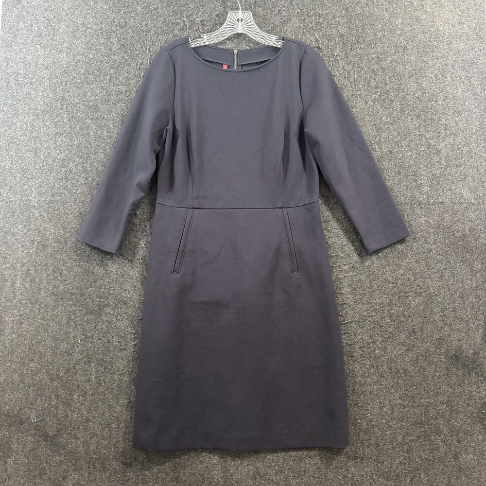 Spanx Perfect A-Line Dress Women's Medium Navy Blue Knit Sheath 3/4 Sleeve